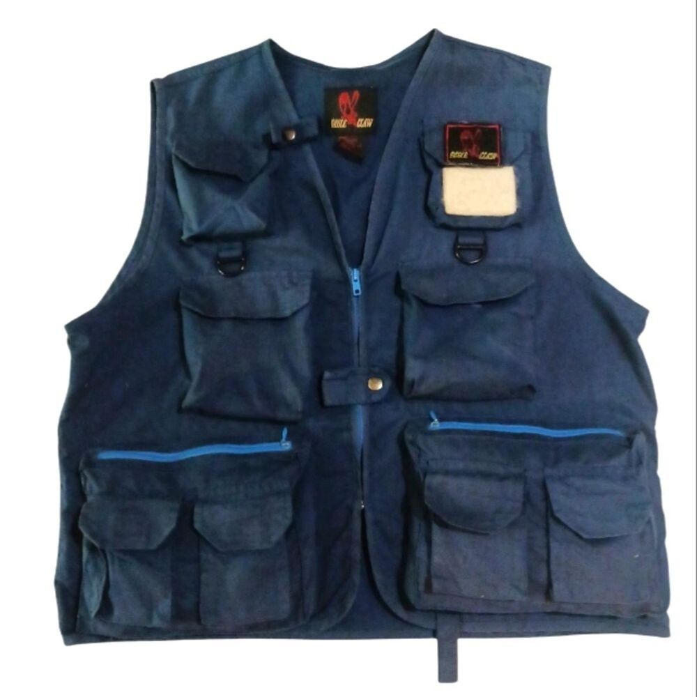 Eagle Claw Men's Vest Blue Multi-Pocket Fishing Sporting Vest L / XL
